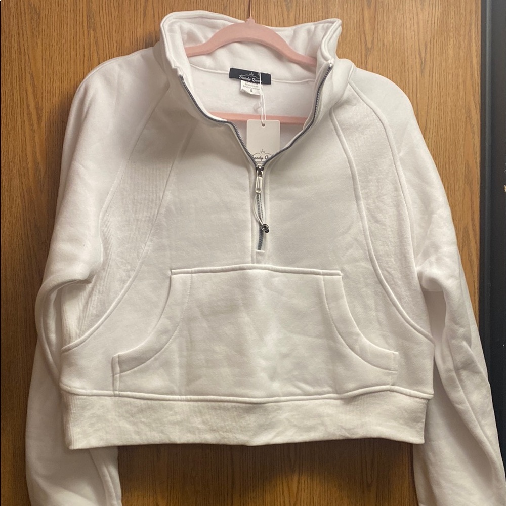 NWT White Half-Zip Pullover by trendy queen